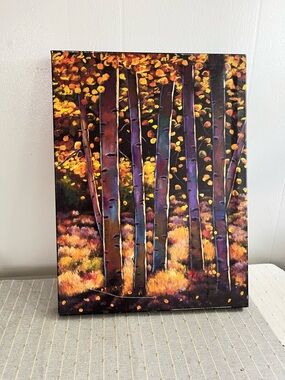 Autumn Birch Trees Canvas Wall Art in Glowing Beautiful Color